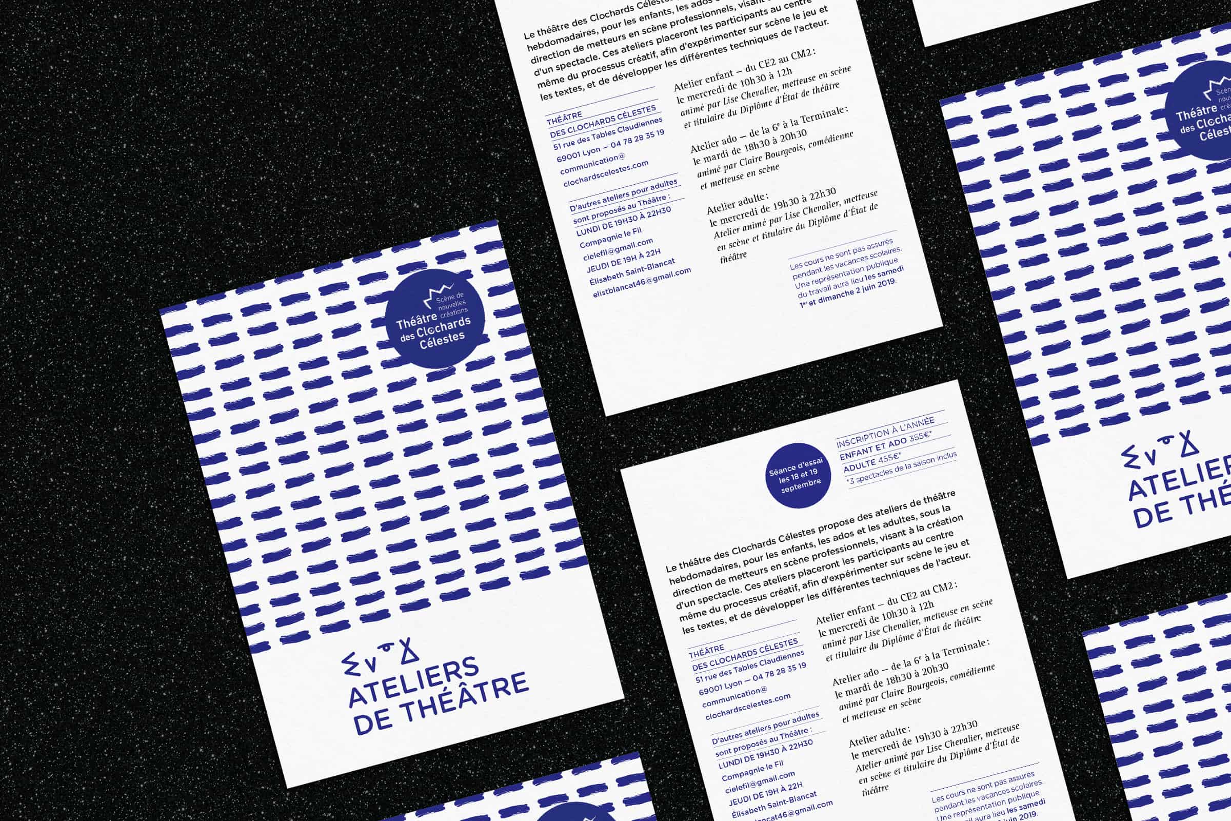 Flyers des ateliers du théâtre des clochards célestes
