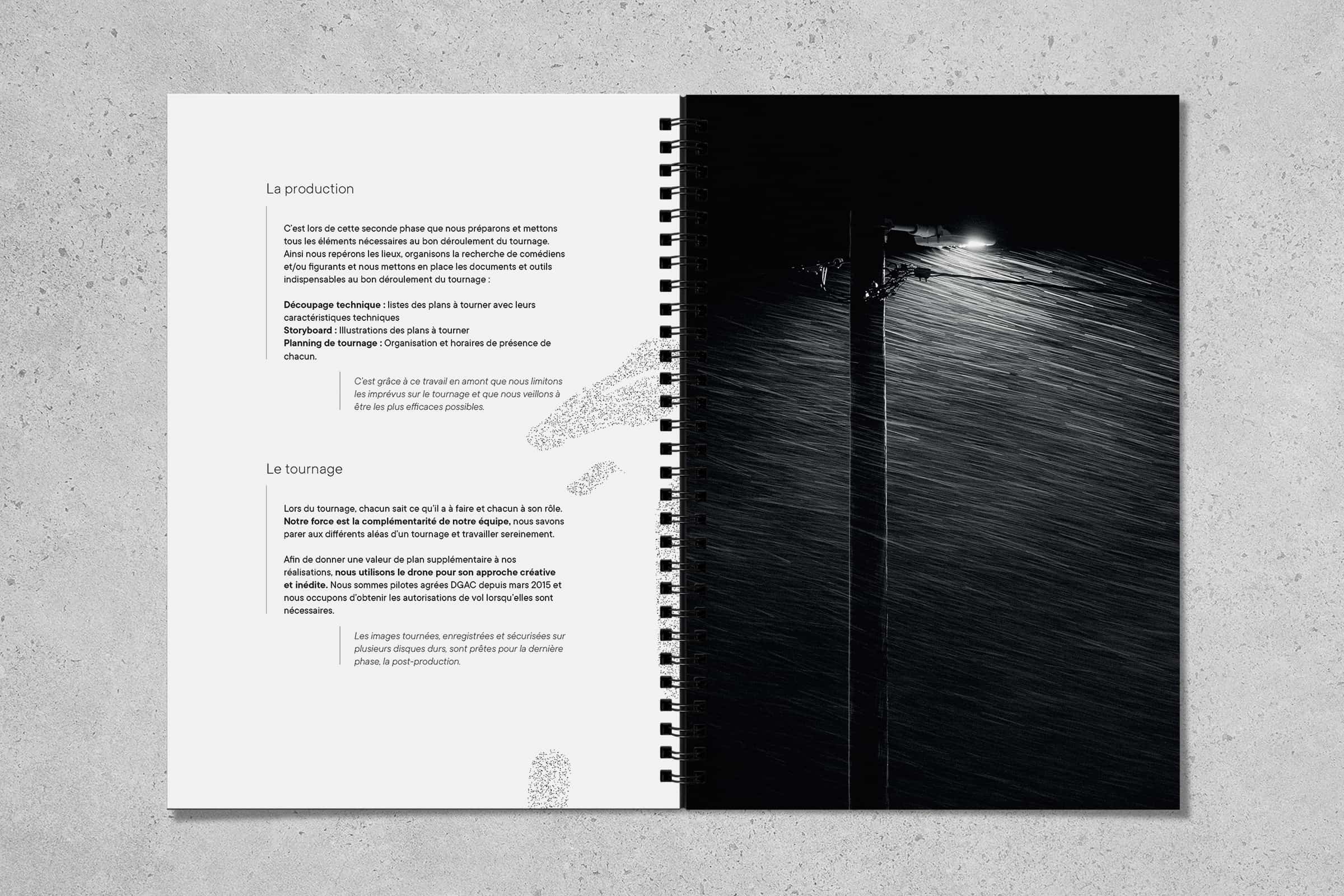 Exemple d'une autre mise en page du book de présentation d'Analogue Production