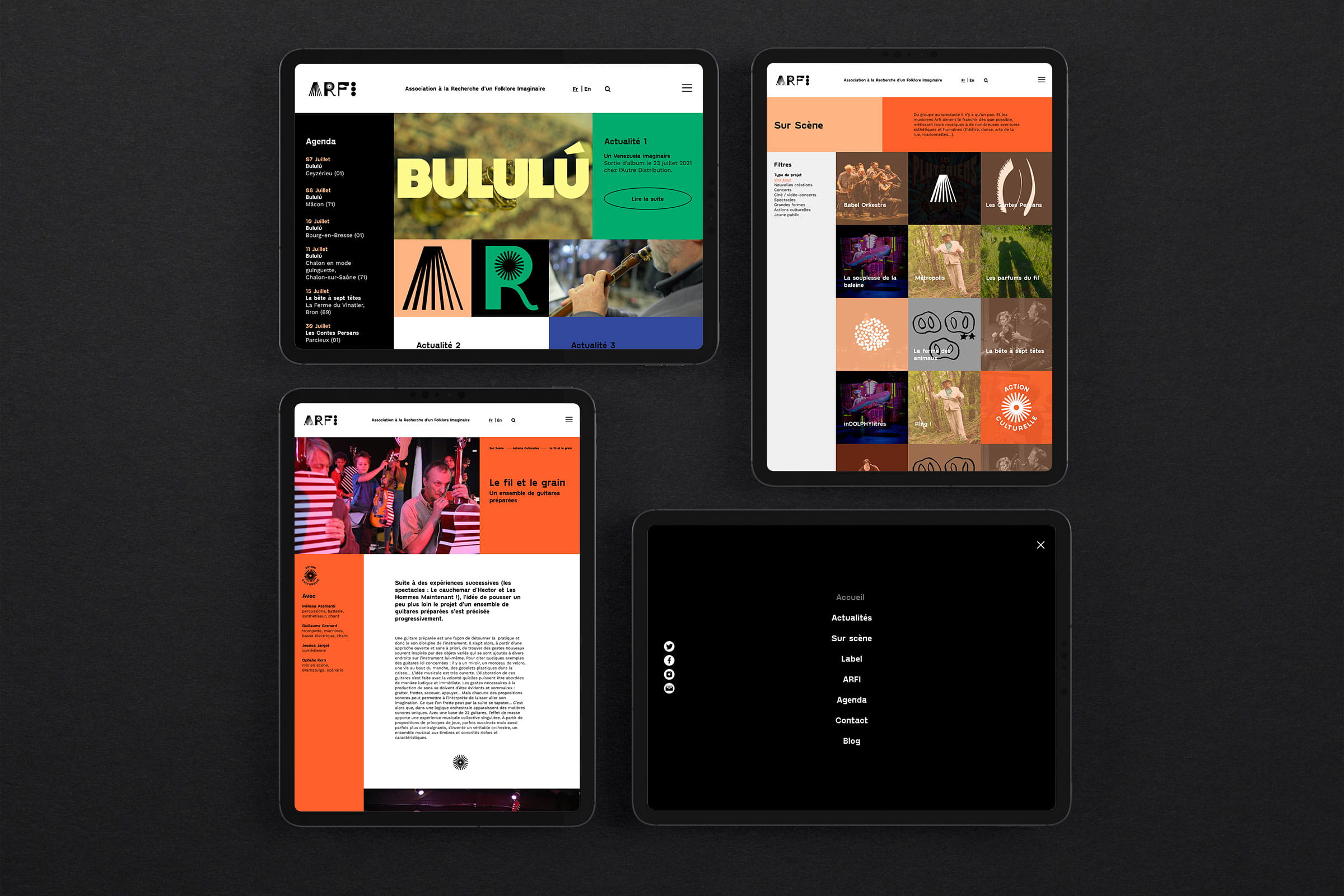écrans d'iPad avec le site internet d'ARFI