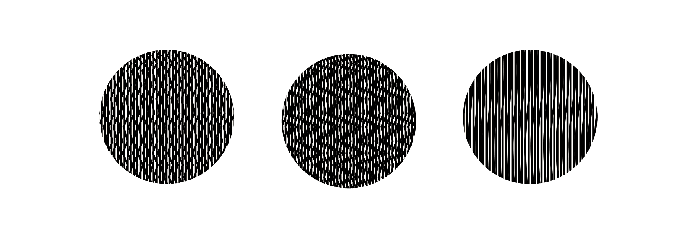 Trois motifs noirs dans des cercles