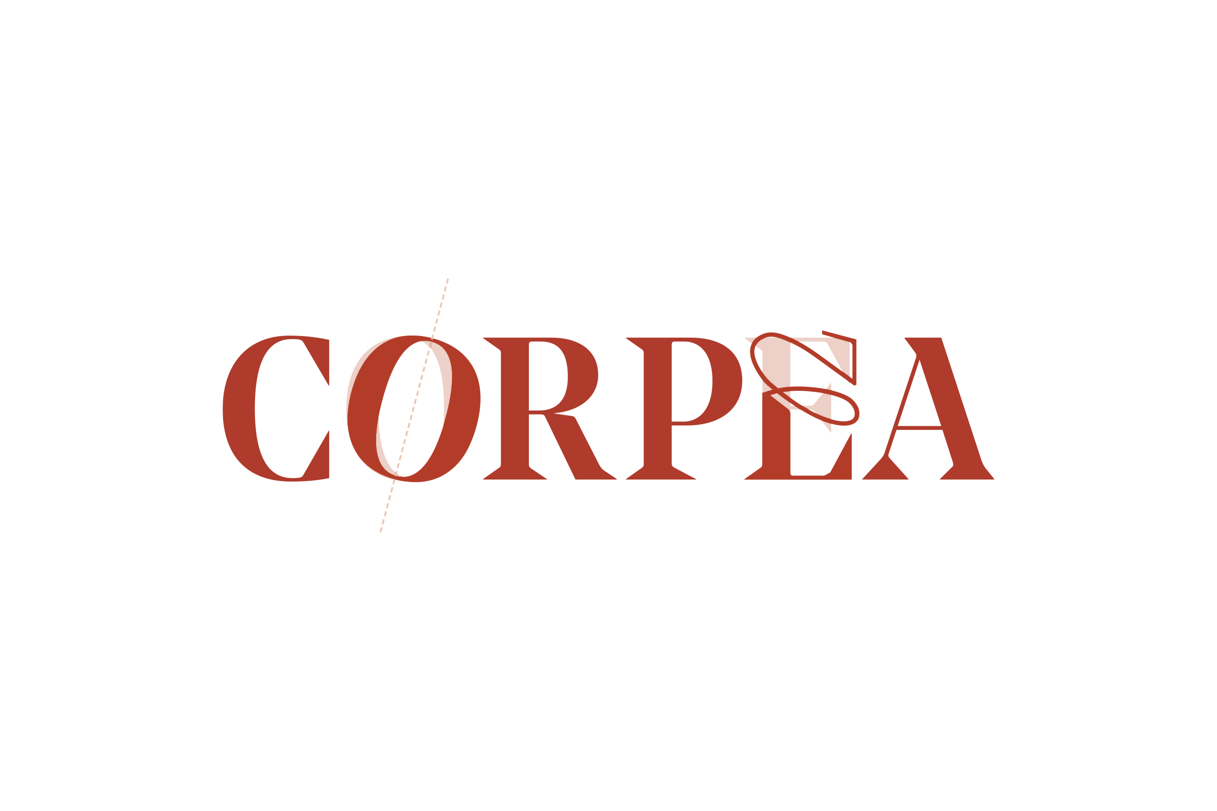 Composition du logo Corpea avec le travail sur les lettres