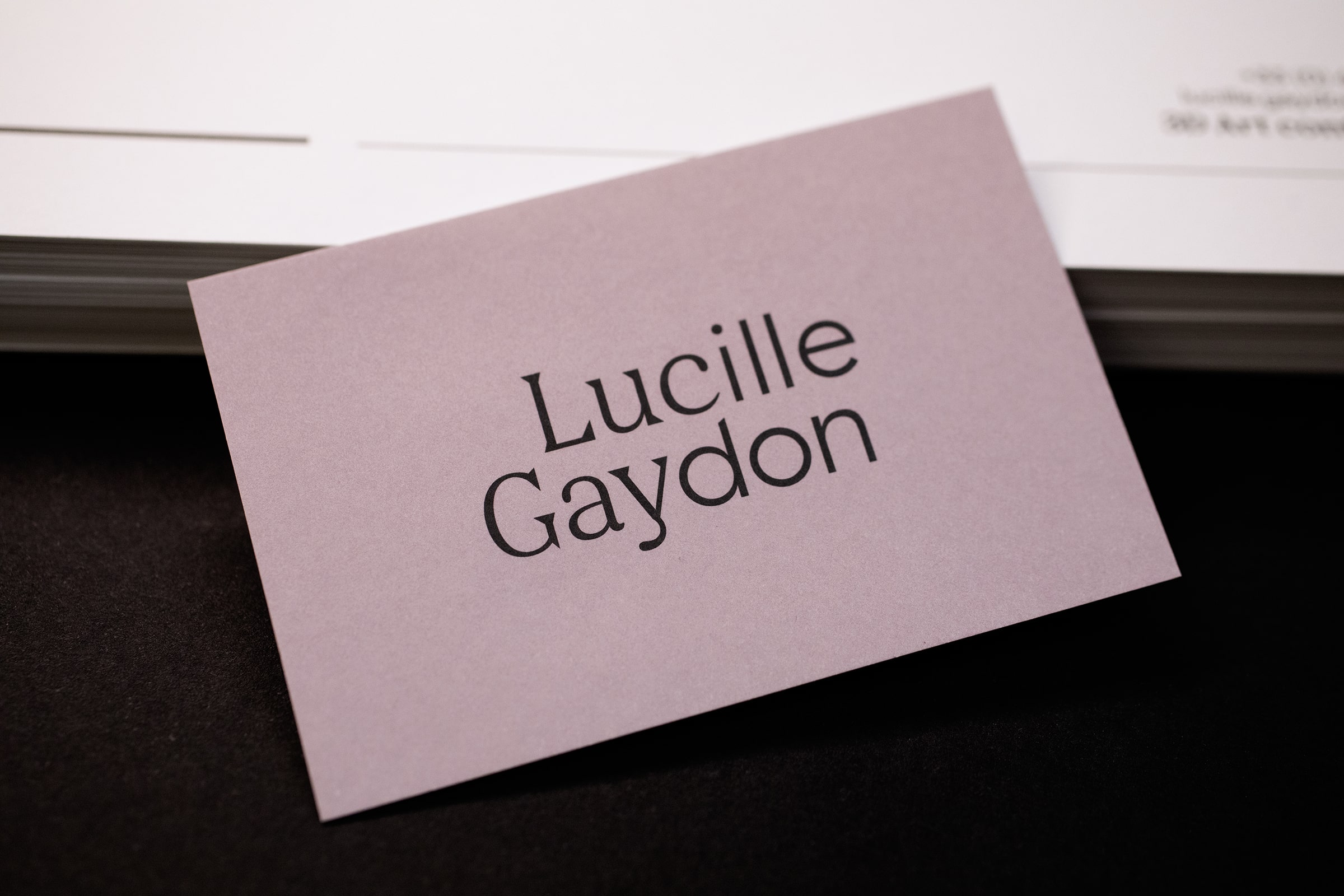 Recto de la carte de visite Lucille Gaydon