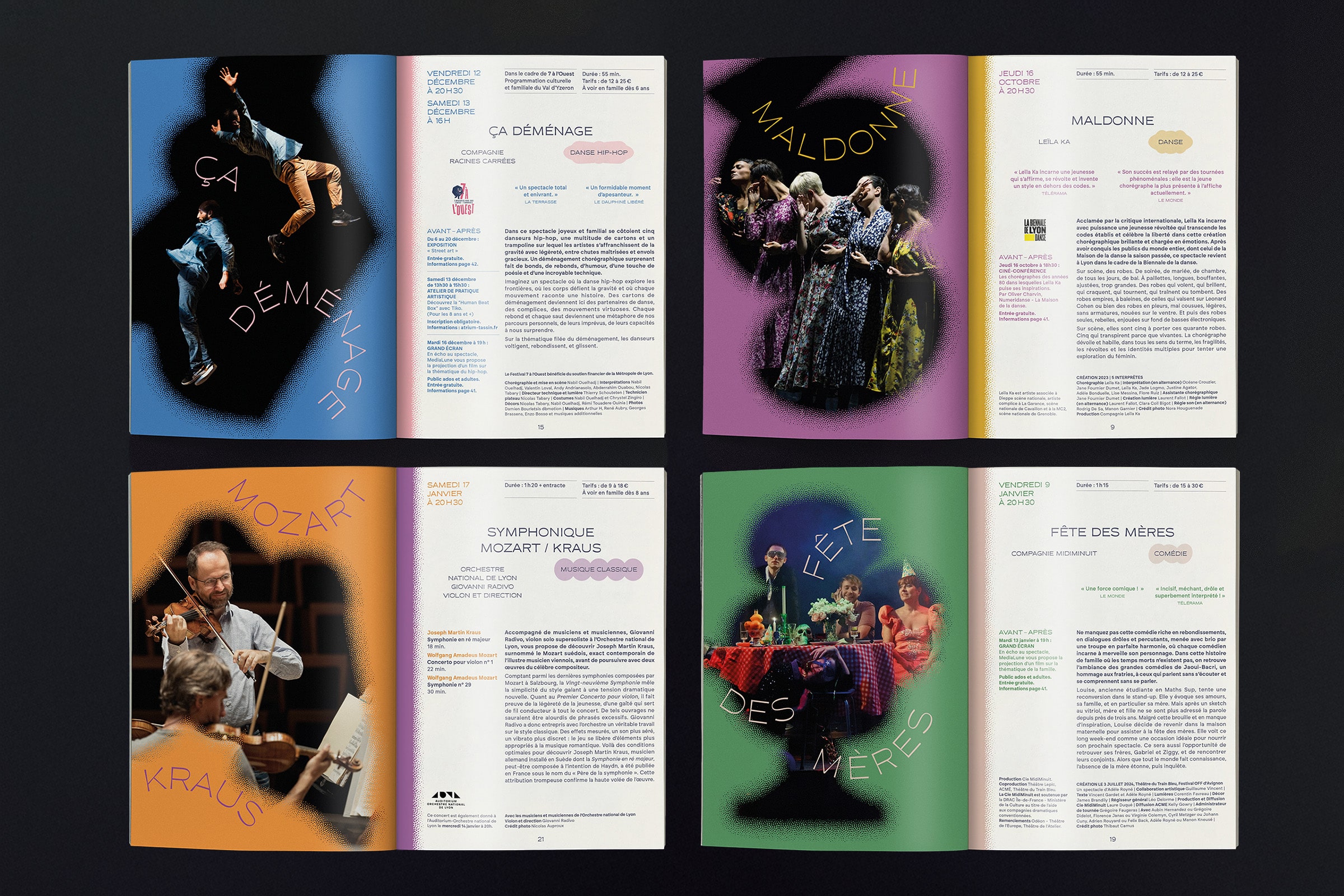 Planche de 4 programmes ouverts